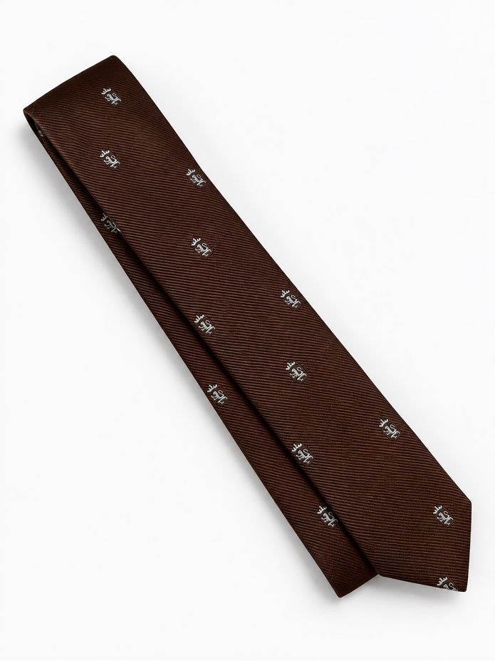 Brown Pocket Square With Lion Pattern