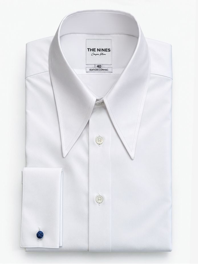 White spearpoint-collar shirt