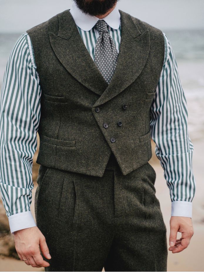 Loden green shetland wool suit waistcoat Kildare