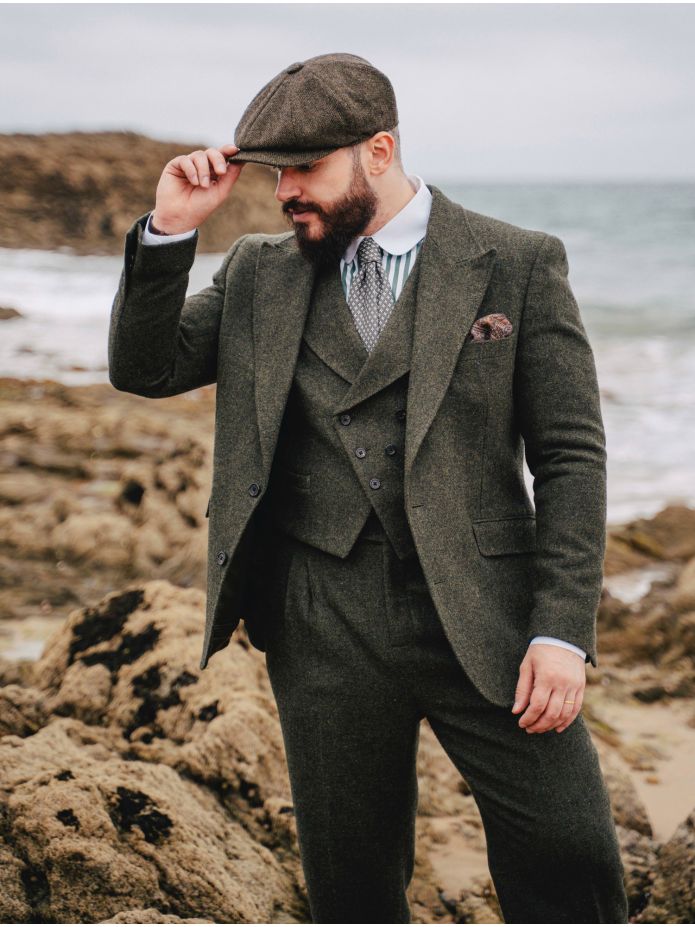 Loden green shetland wool suit waistcoat Kildare