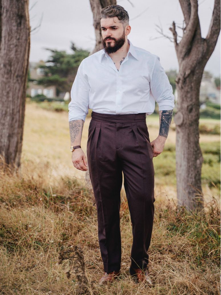 Burgundy gurkha suit trousers Dharan