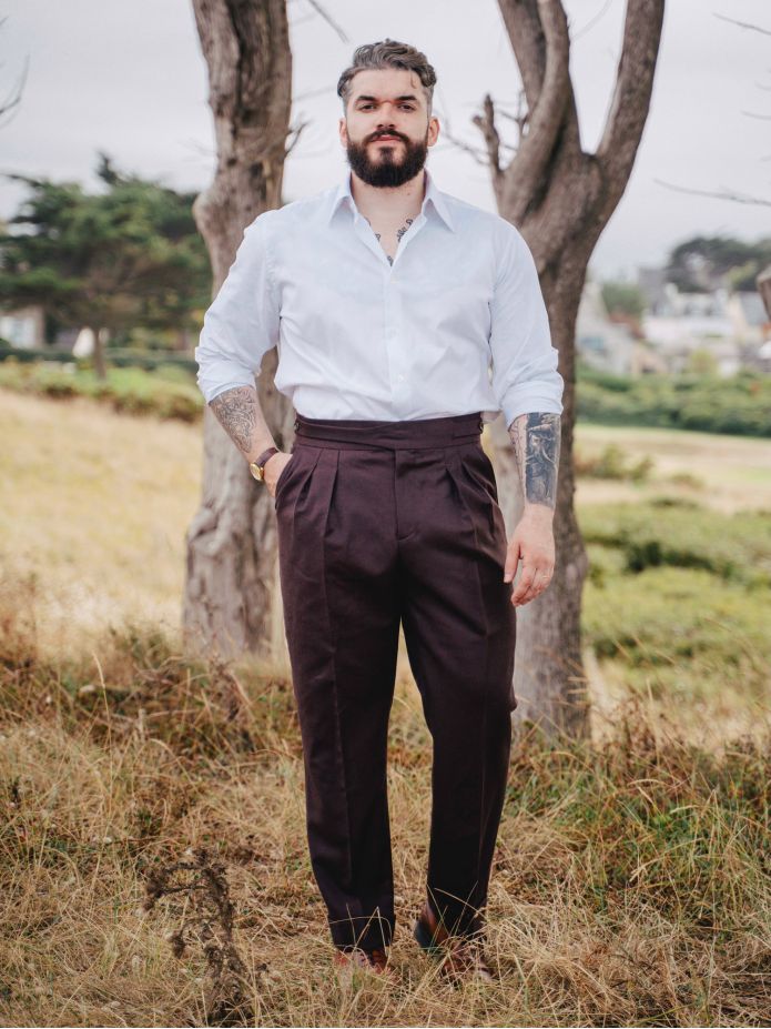 Burgundy gurkha suit trousers Dharan