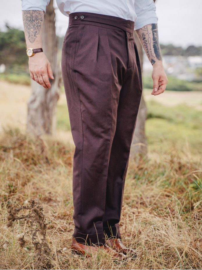 Burgundy gurkha suit trousers Dharan