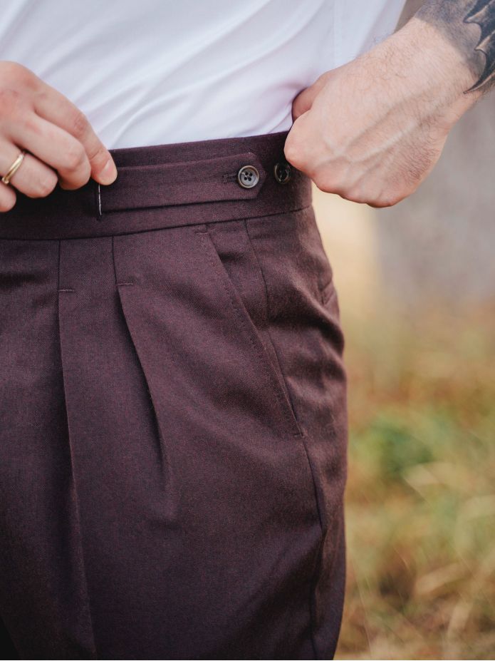 Burgundy gurkha suit trousers Dharan