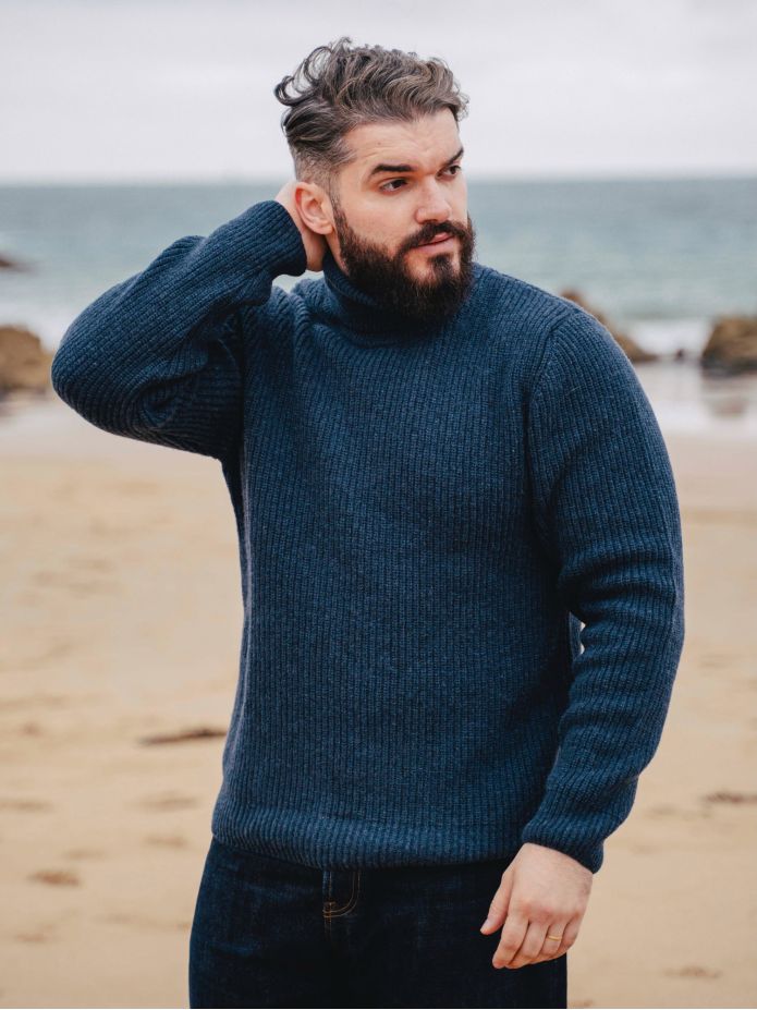 Blue Adam turtleneck sweater