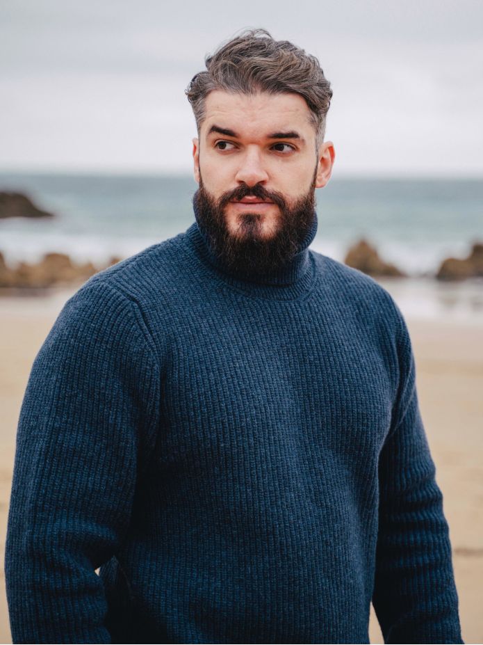 Blue Adam turtleneck sweater