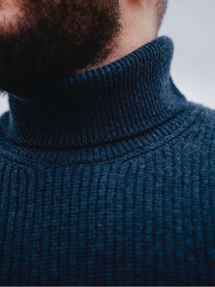 Blue Adam turtleneck sweater