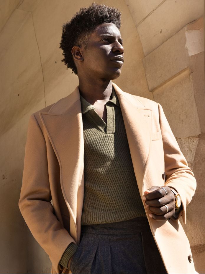 Finn green knit polo-collar sweater