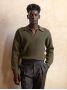 Finn Green Polo-Collar Sweater
