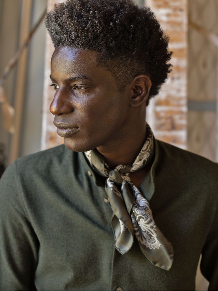 forest green flannel officer collar shirt