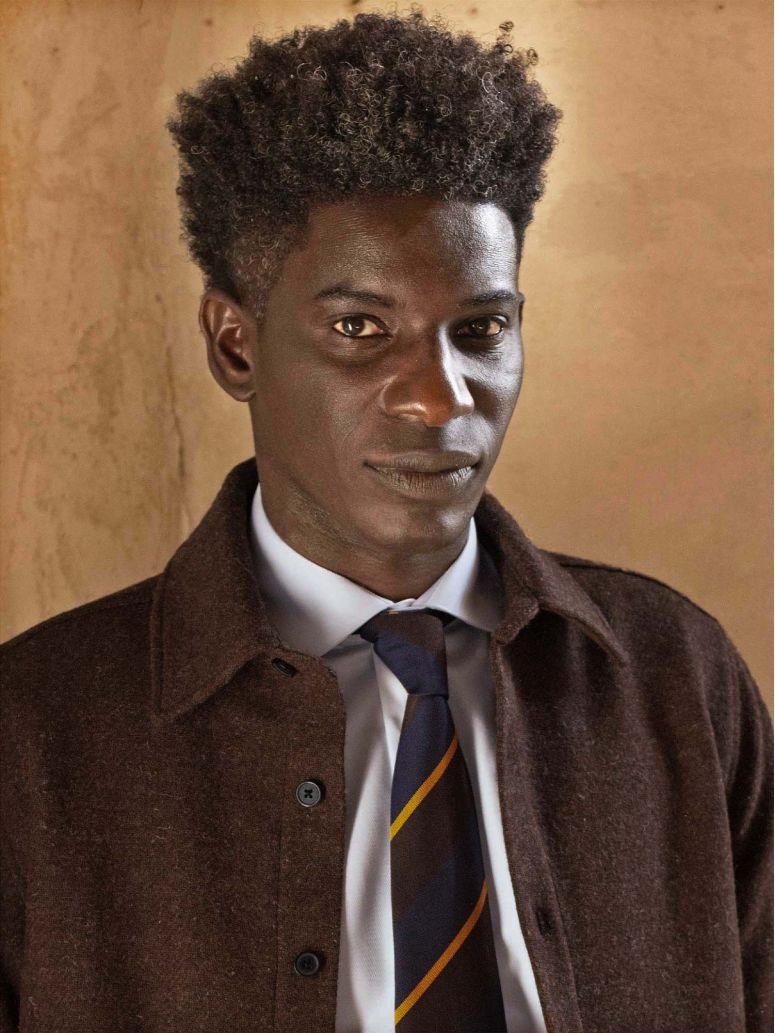 Brown silk club tie with wide stripes