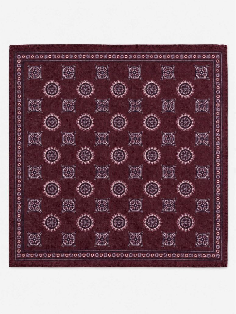 Burgundy patterned pocket square