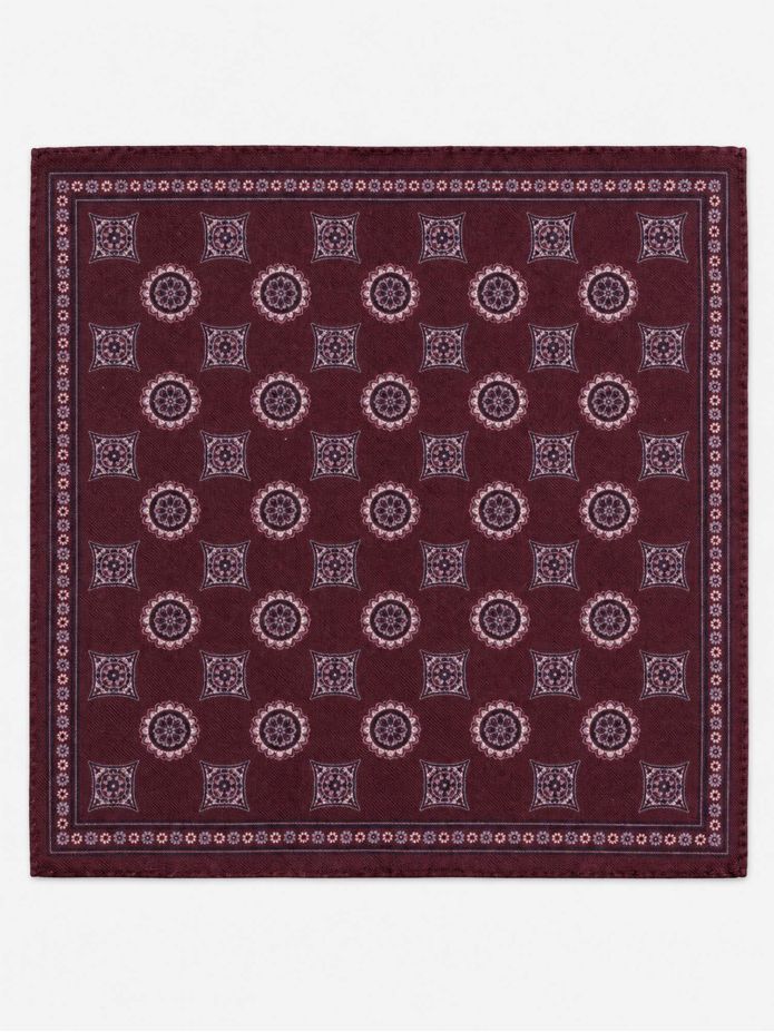 Burgundy patterned pocket square