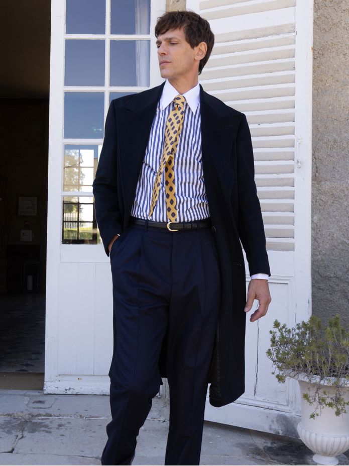 Faro Navy High-Waisted Flannel Pants
