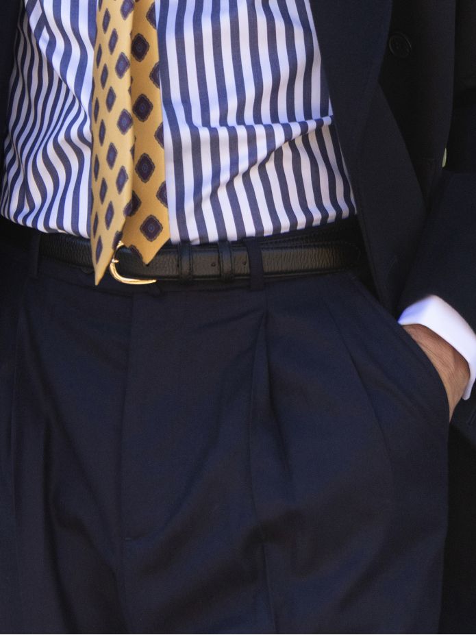 Faro Navy High-Waisted Flannel Pants