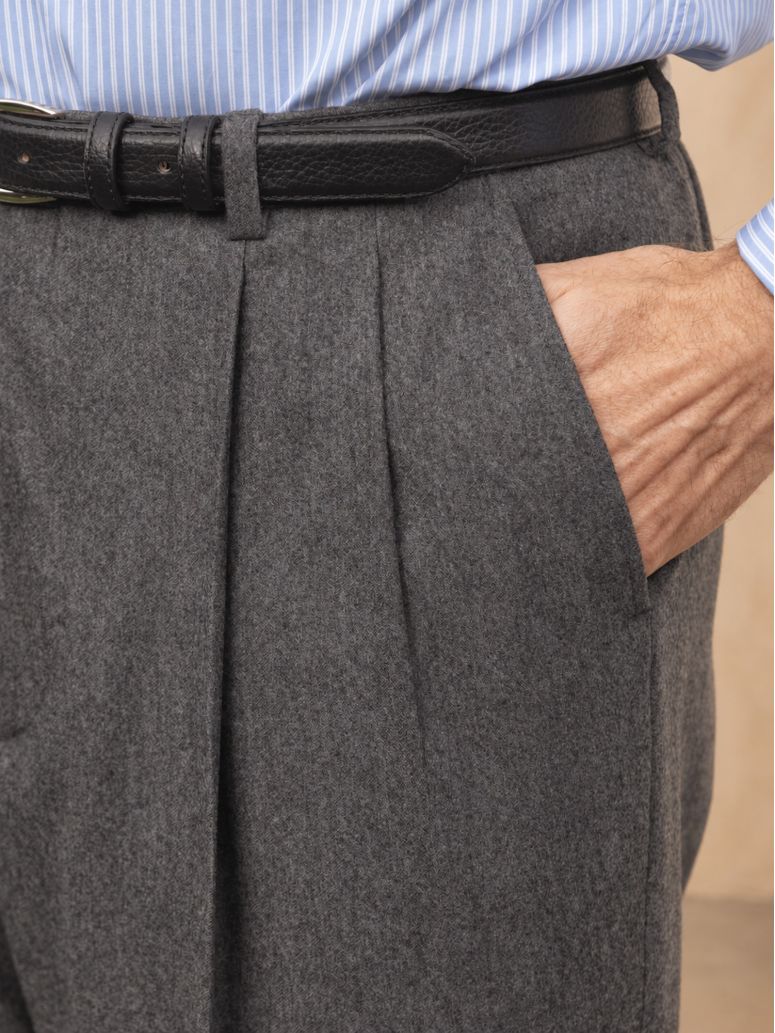 Faro Gray High-Waisted Flannel Pants