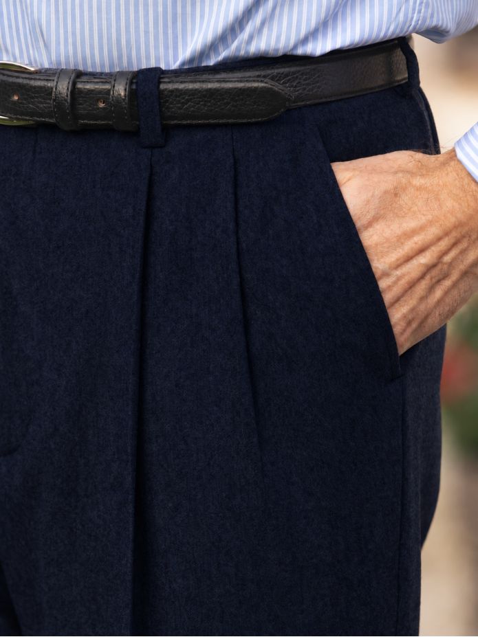 Faro Navy High-Waisted Flannel Pants