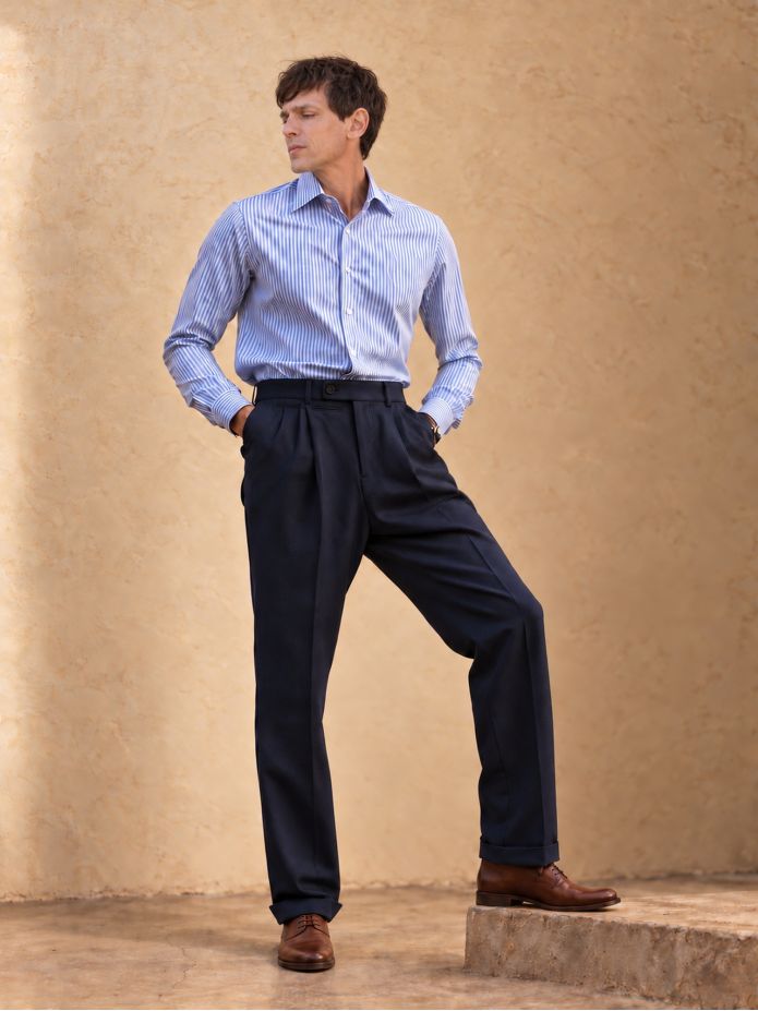 Faro Navy High-Waisted Flannel Pants