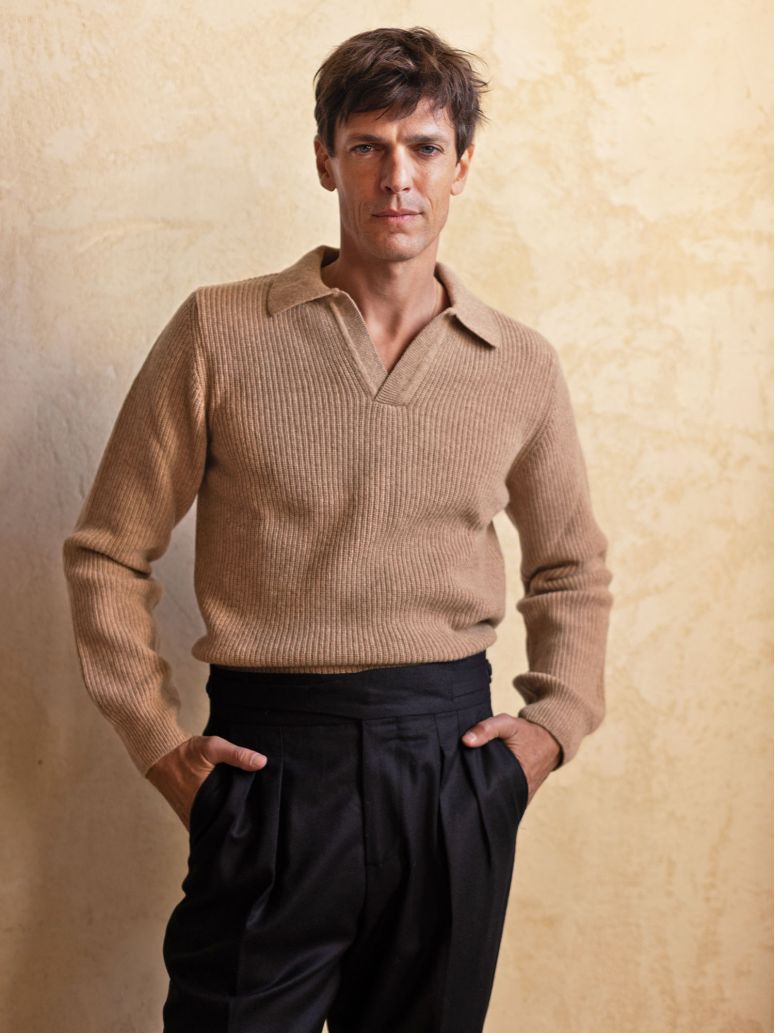 Finn Brown Polo-Collar Sweater