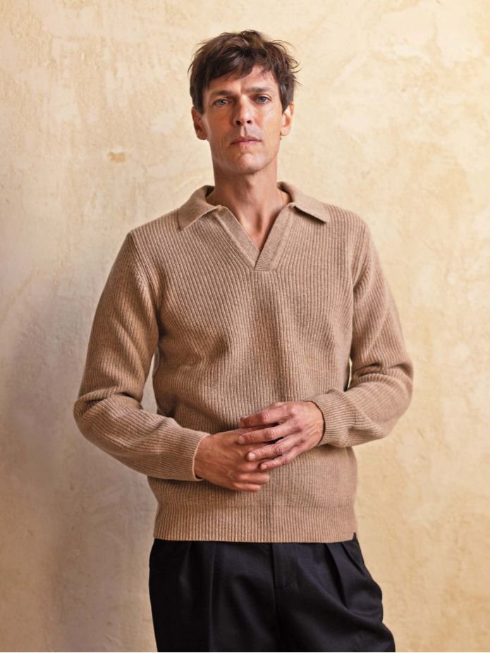 Finn Brown Polo-Collar Sweater