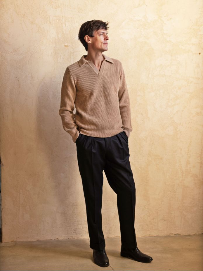 Finn Brown Polo-Collar Sweater