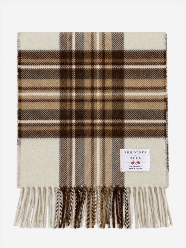 Ecru plaid wool scarf The Nines x Moon