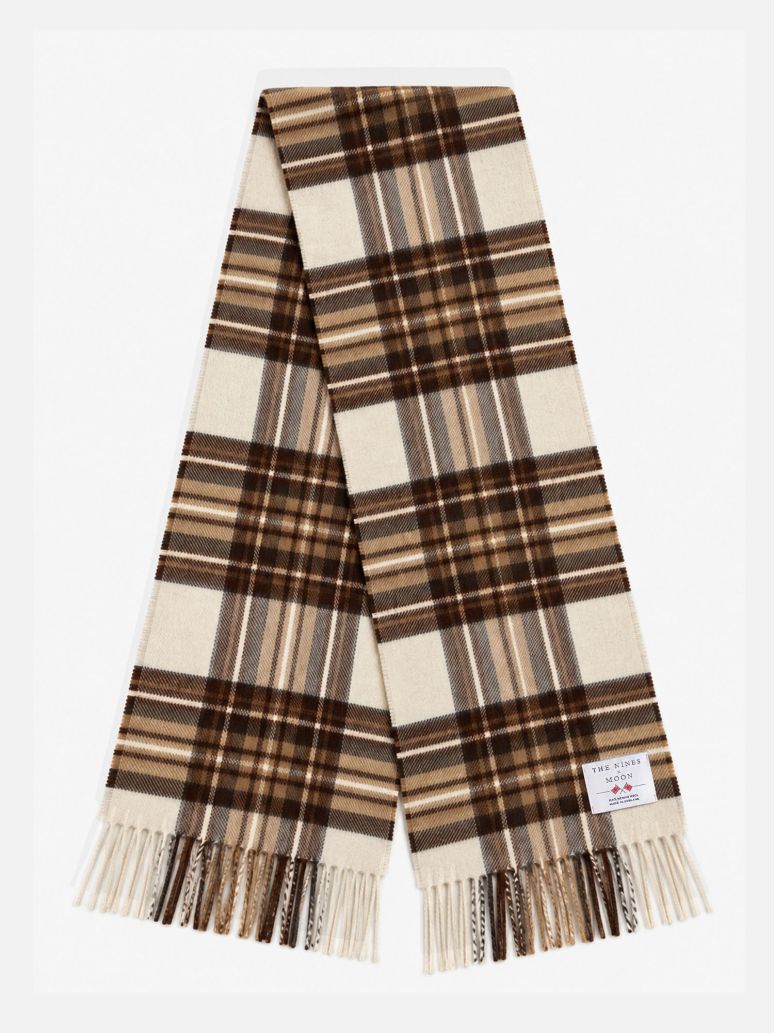 Ecru plaid wool scarf The Nines x Moon