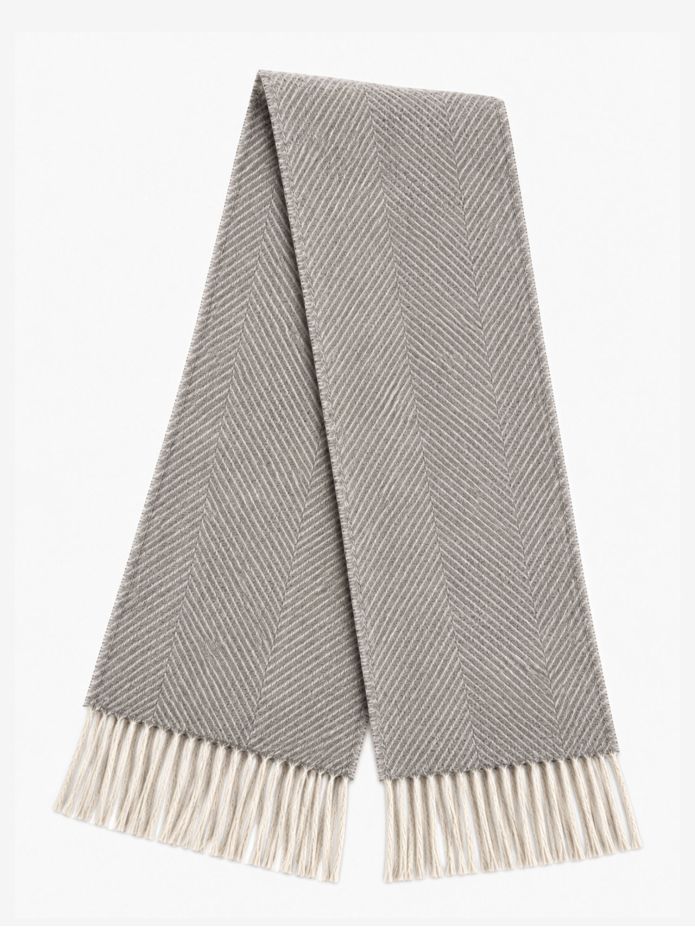 The Nines x Moon gray herringbone wool scarf