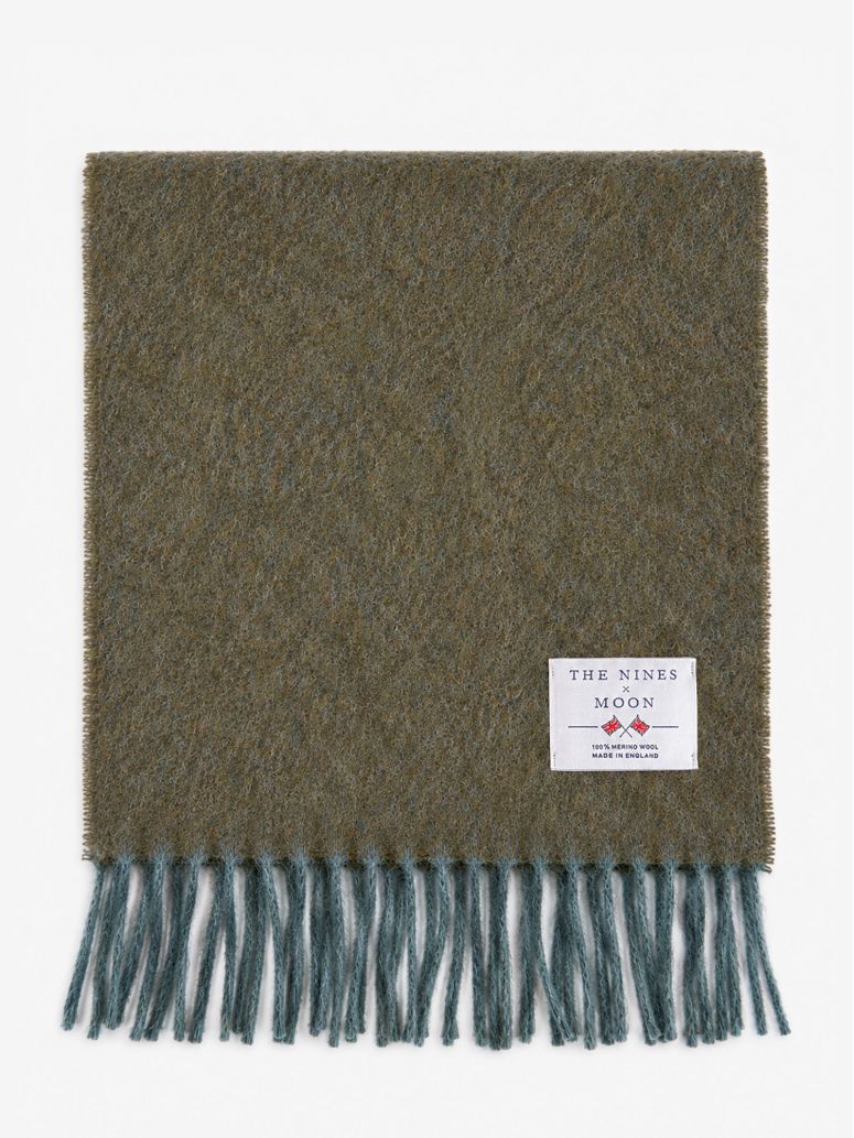 Loden green wool scarf The Nines x Moon