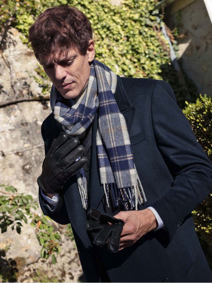 Gray plaid wool scarf The Nines x Moon