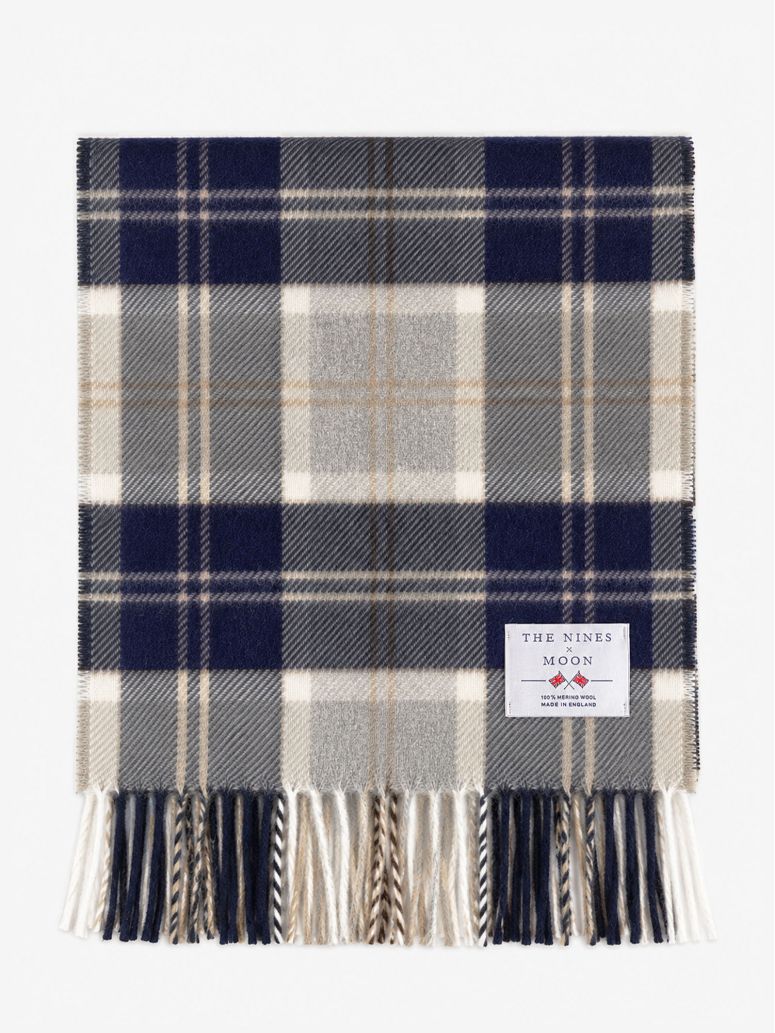 Gray plaid wool scarf The Nines x Moon