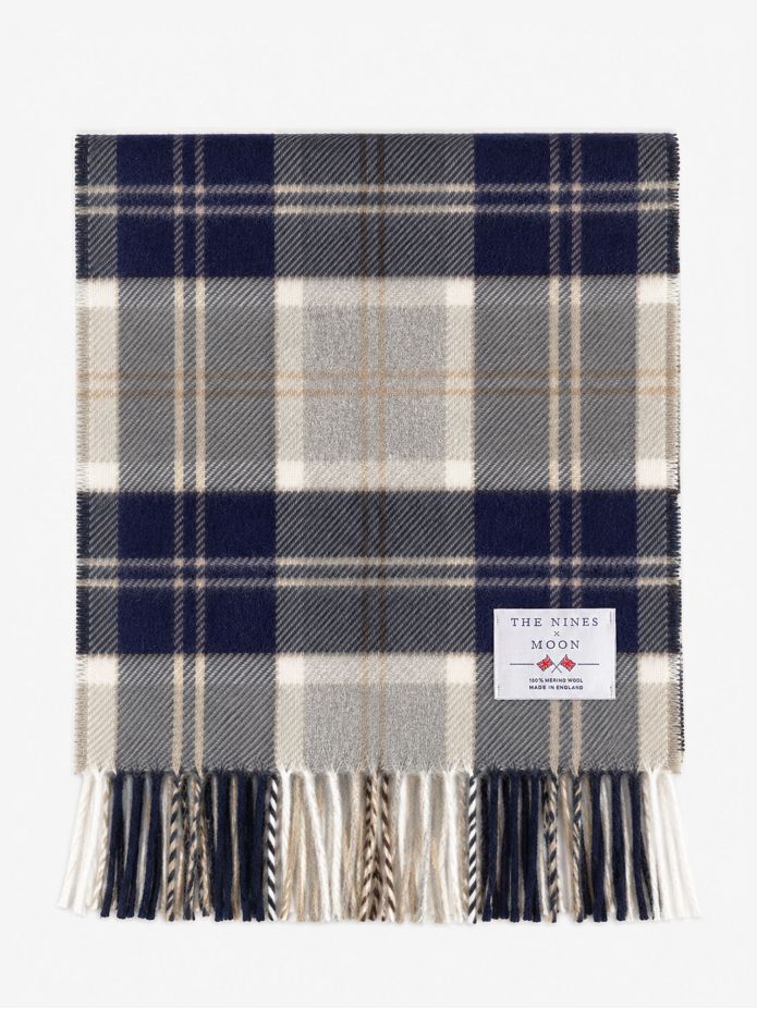 Gray plaid wool scarf The Nines x Moon