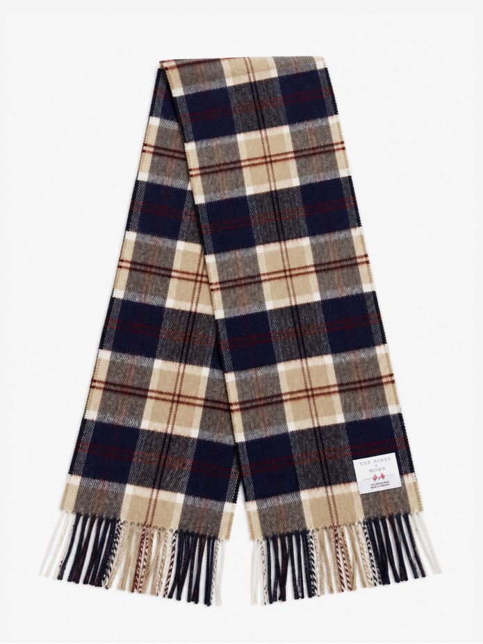 Navy plaid wool scarf The Nines x Moon