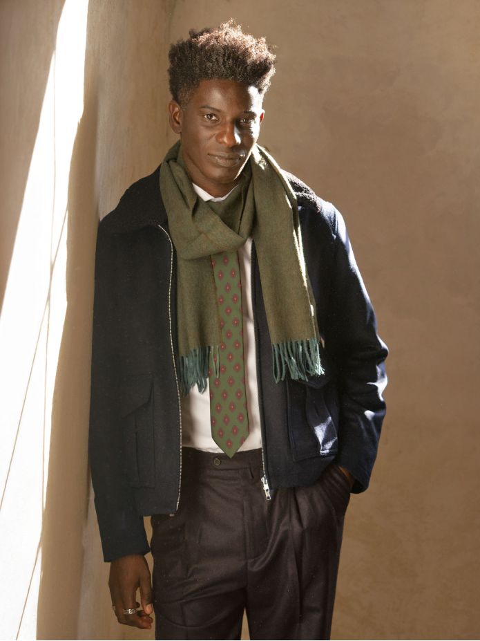 Loden green wool scarf The Nines x Moon