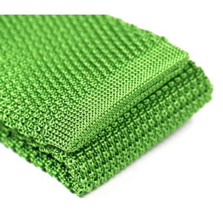 Cravate tricot de soie vert pomme